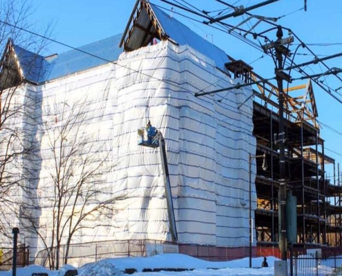 UV stabilized flame-resistant scaffold sheeting poly reinforced fireproof scaffold sheeting