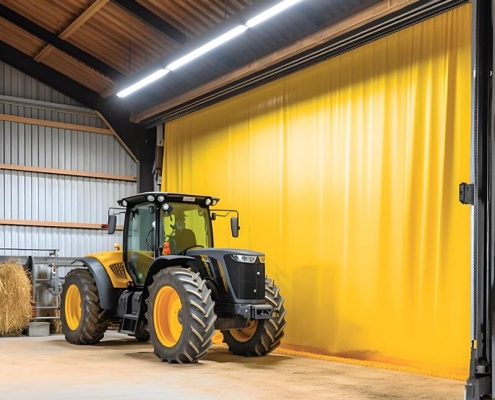 Custom roll-up curtain dividers for barns